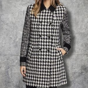 Express Mixed Pattern Swing Coat Houndstooth